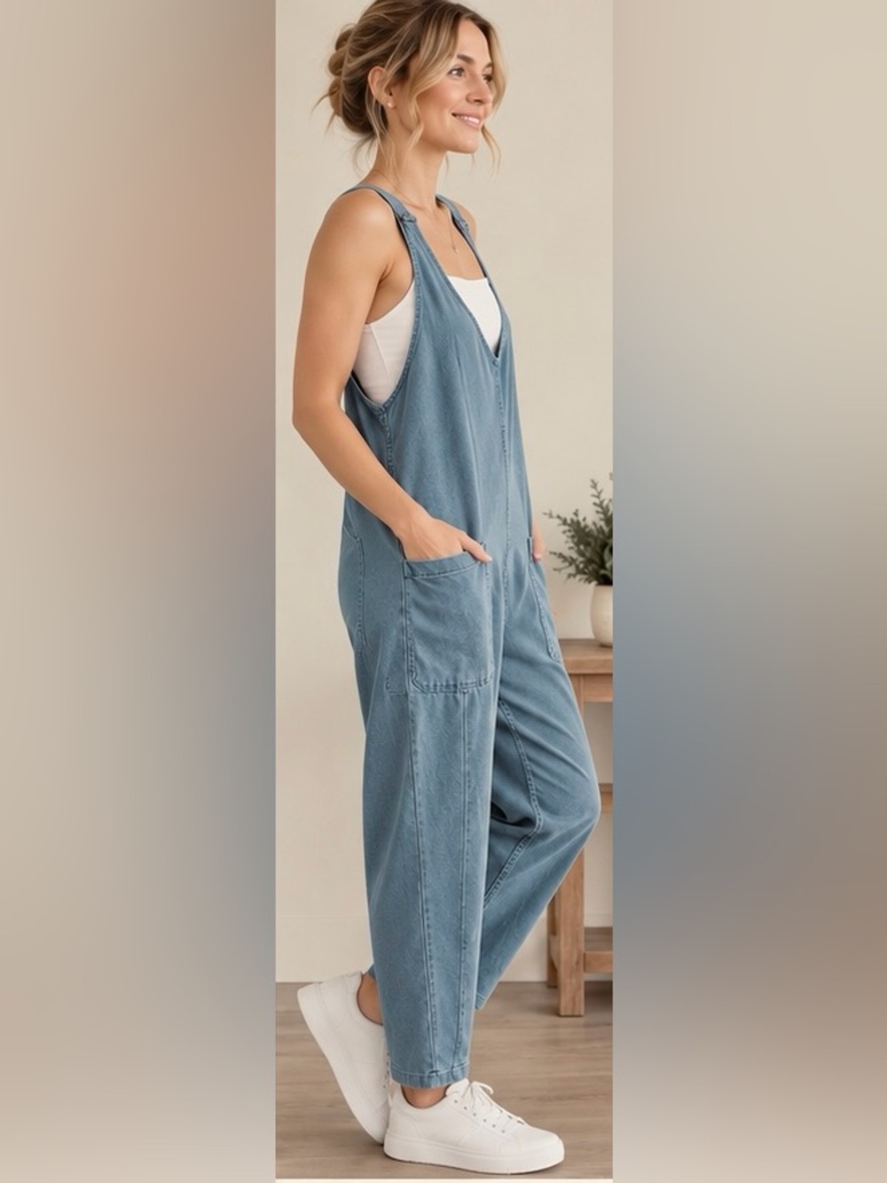 Zenana Denim Jumpsuit Overalls Women Relaxed Baggy NWOT